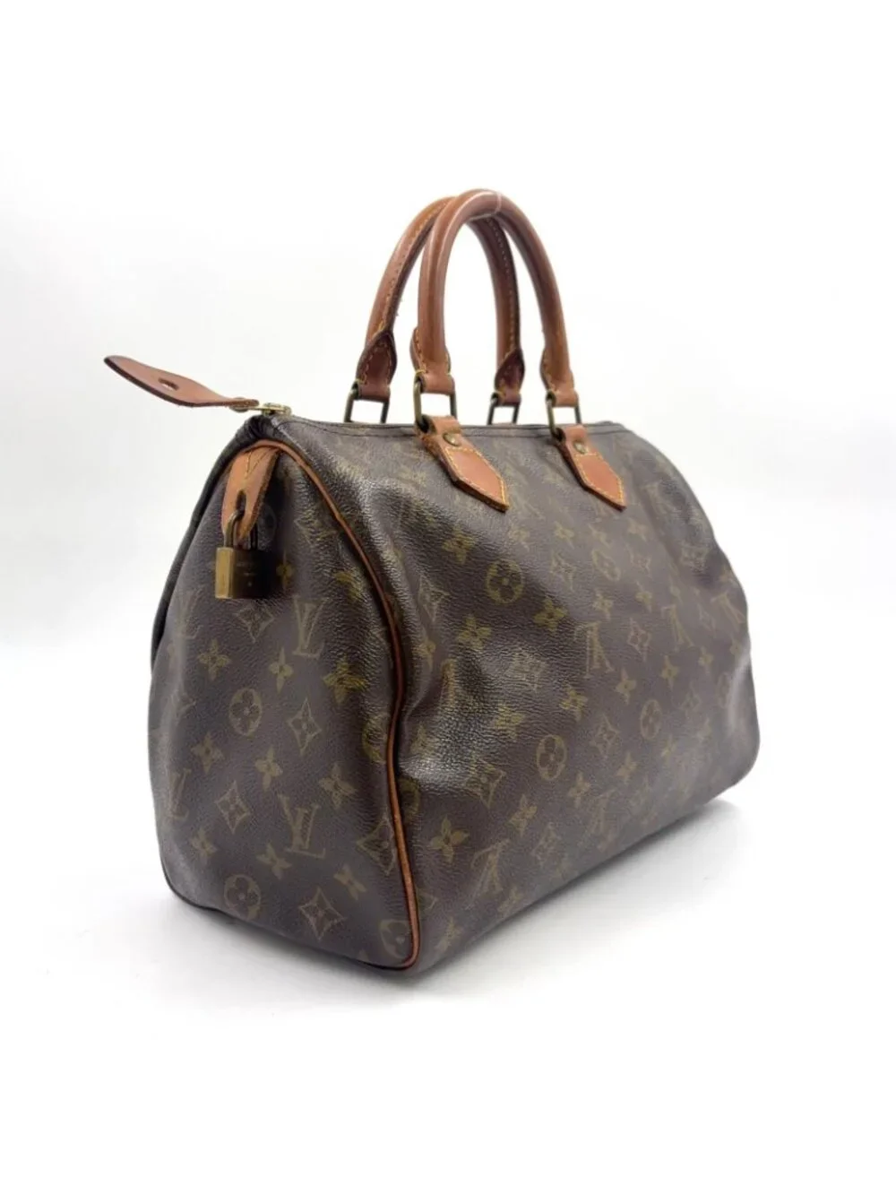 Louis Vuitton Speedy 30 Monogram Leather Brown Light Handbag Gold